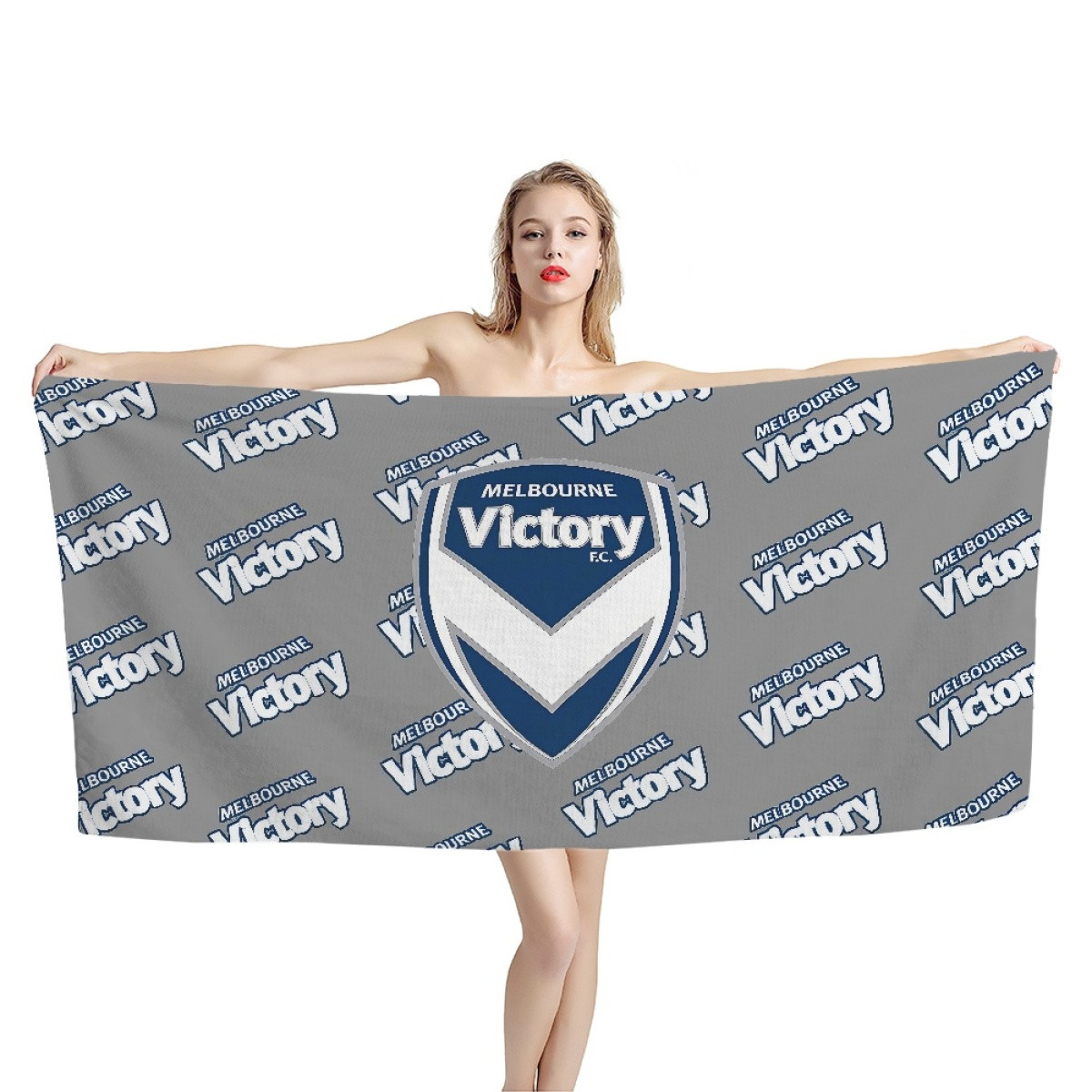 Melbourne Victory FC Bath Beach Towel - Melbourne Football Club Medley Monogram Wordmark