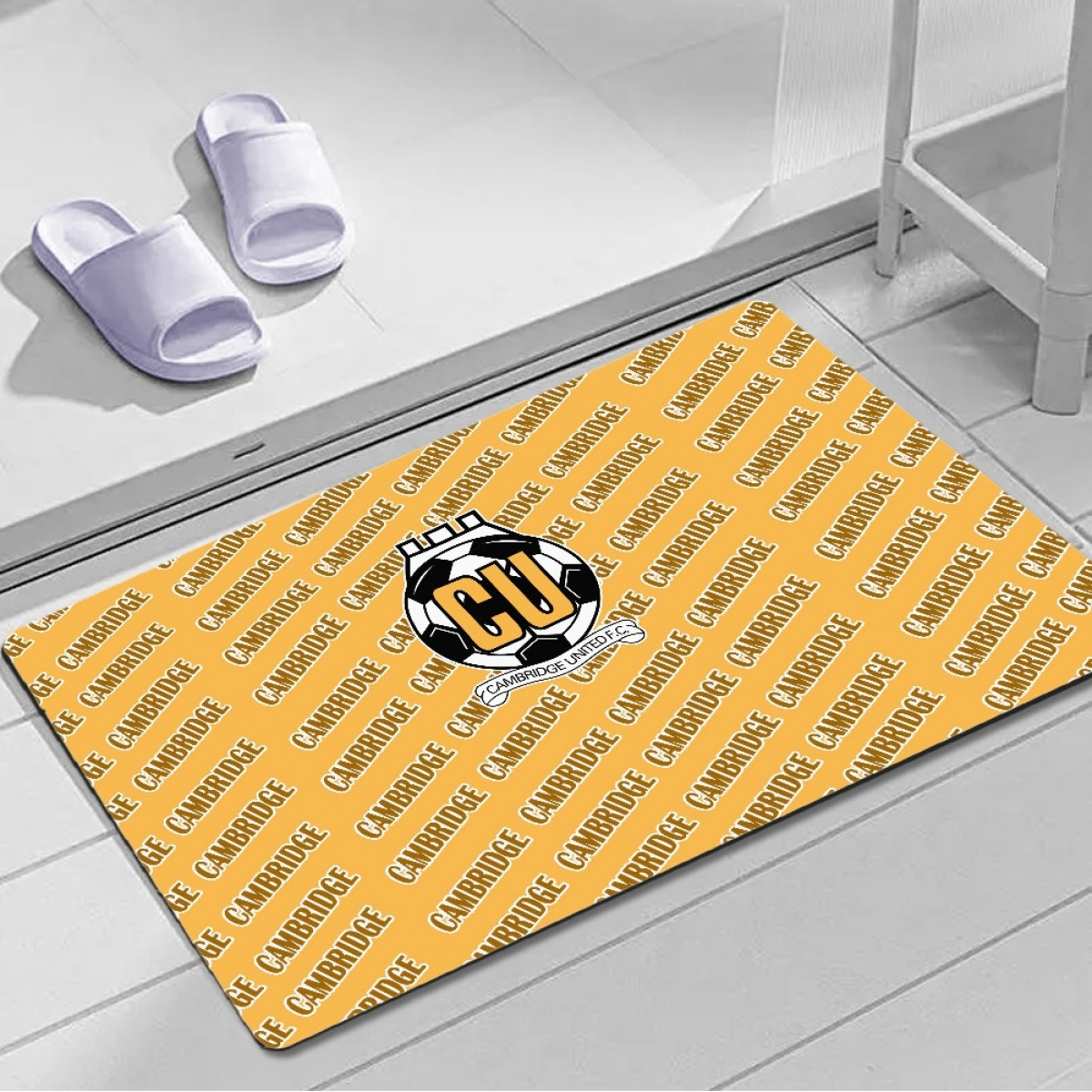 Cambridge United FC Door Mat Floor Mat Bath Mat - Cambridge Football Club Medley Monogram Wordmark
