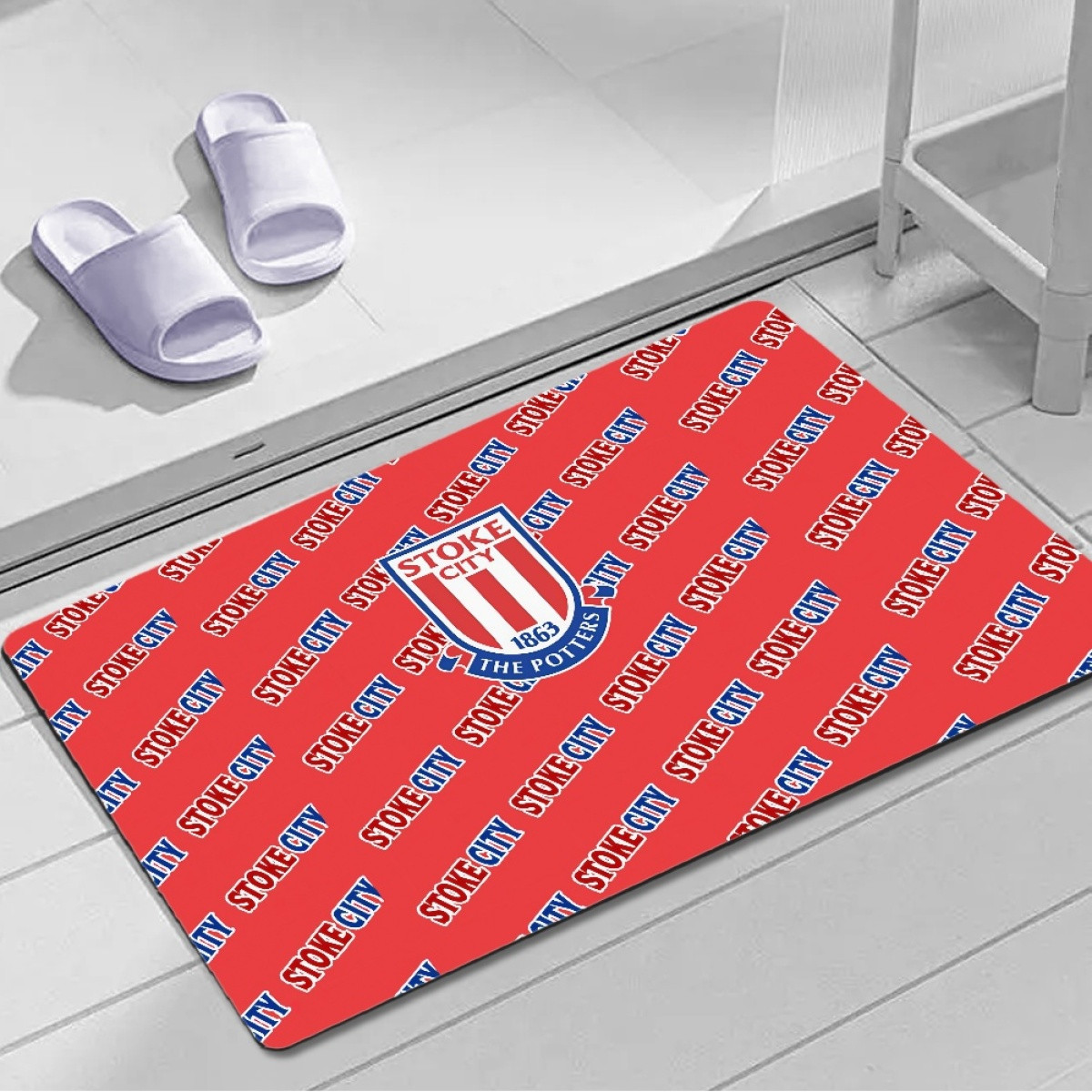 Stoke City FC Door Mat Floor Mat Bath Mat - Stoke Football Club Medley Monogram Wordmark