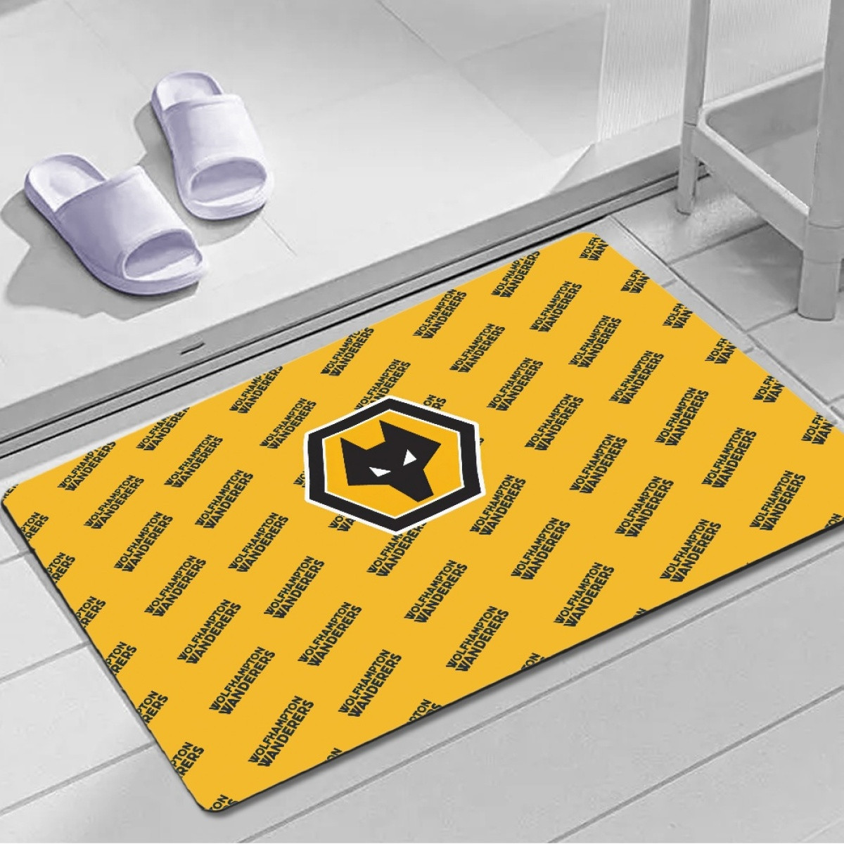 Wolverhampton Wanderers Football Club Door Mat Floor Mat Bath Mat - Wolverhampton Wanderers Football Club Medley Monogram Wordmark