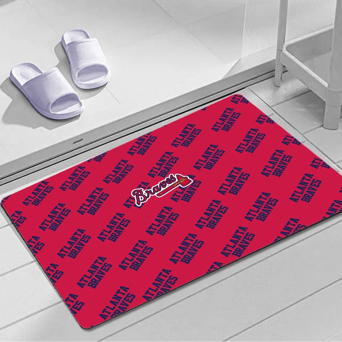 MLB Atlanta Braves Door Mat Floor Mat Bath Mat - Atlanta Braves Medley Monogram Wordmark