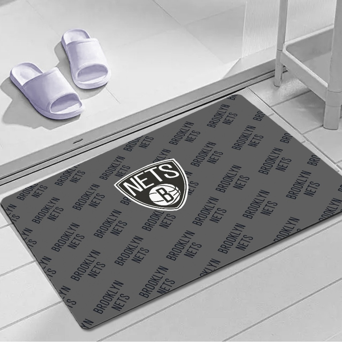 NBA Brooklyn Nets Door Mat Floor Mat Bath Mat - Brooklyn Nets Medley Monogram Wordmark