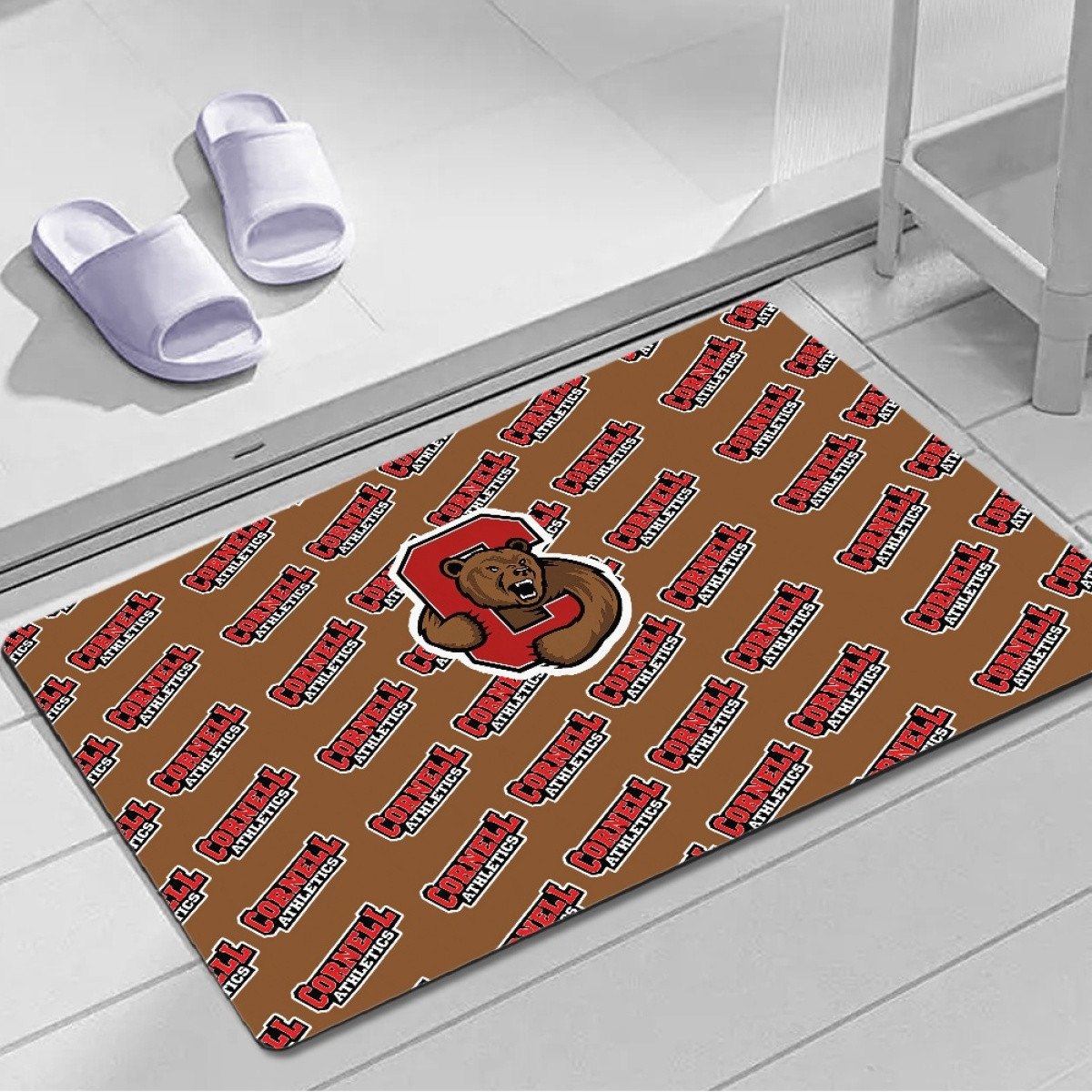 Cornell Big Red Door Mat Floor Mat Bath Mat - Cornell University Big Red College Football Medley Monogram Wordmark