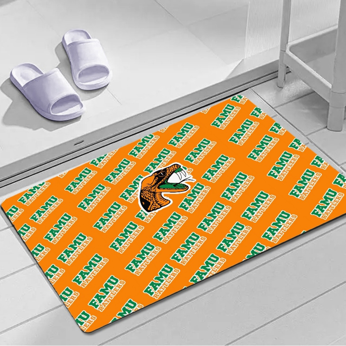 Florida A&M Rattlers Door Mat Floor Mat Bath Mat - Florida A&M University Rattlers College Football Medley Monogram Wordmark