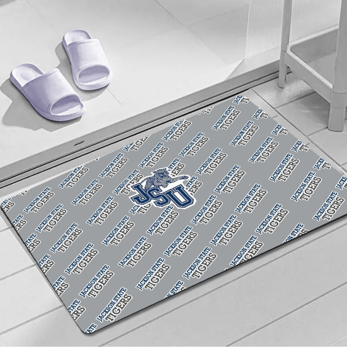 Jackson State Tigers Door Mat Floor Mat Bath Mat - Jackson State University Tigers College Football Medley Monogram Wordmark