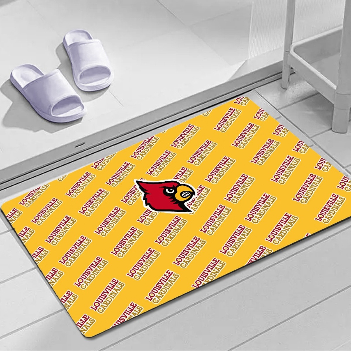 Louisville Cardinals Door Mat Floor Mat Bath Mat - Louisville Cardinals College Football Medley Monogram Wordmark