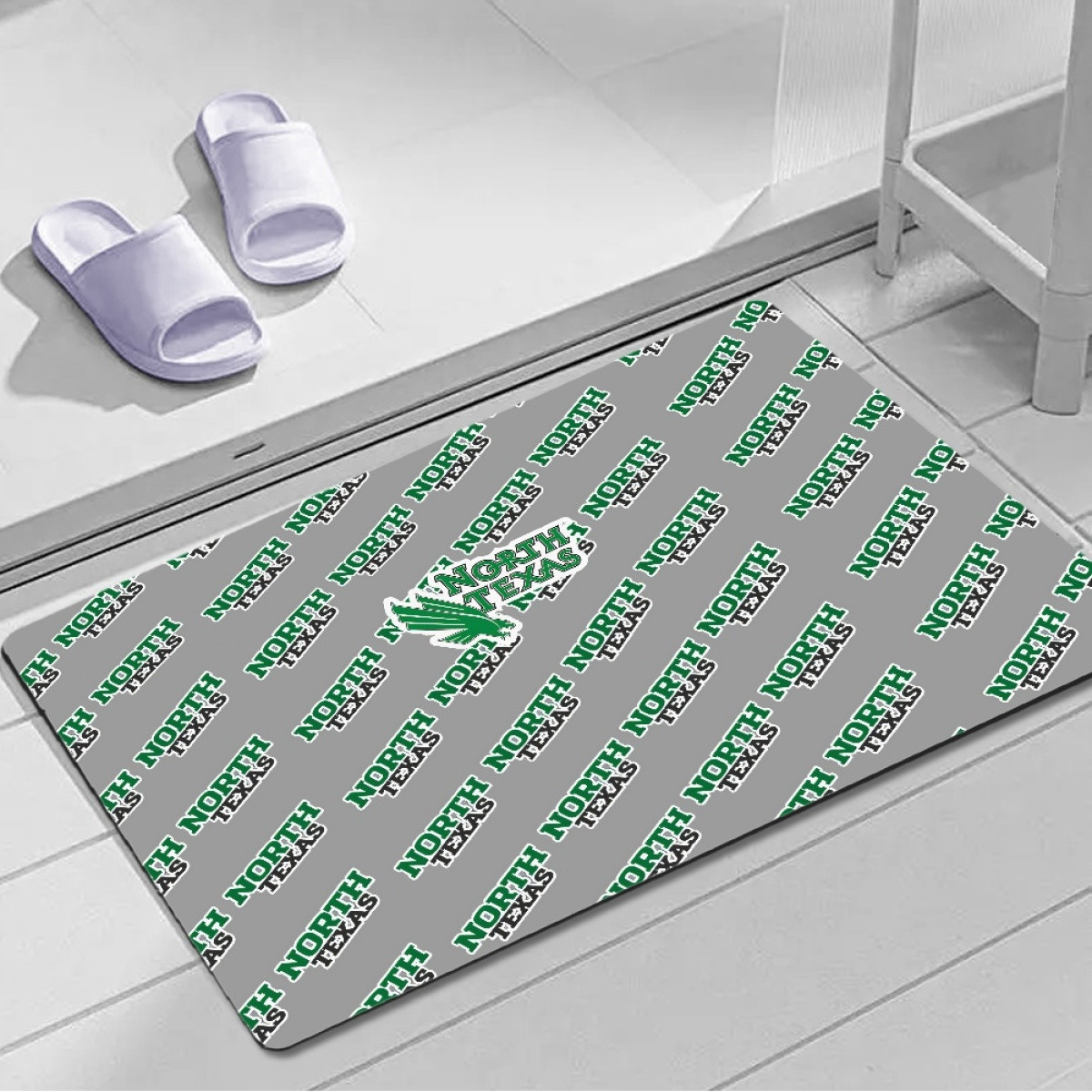 North Texas Mean Green Door Mat Floor Mat Bath Mat - North Texas Mean Green College Football Medley Monogram Wordmark