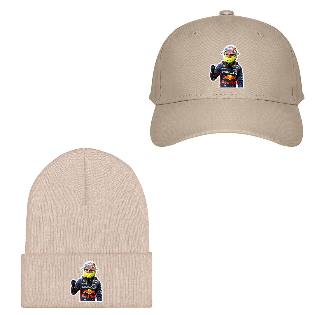 F1 Formula One Sergio Perez Baseball Cap Beanie Hat - Fist Bump Portrait