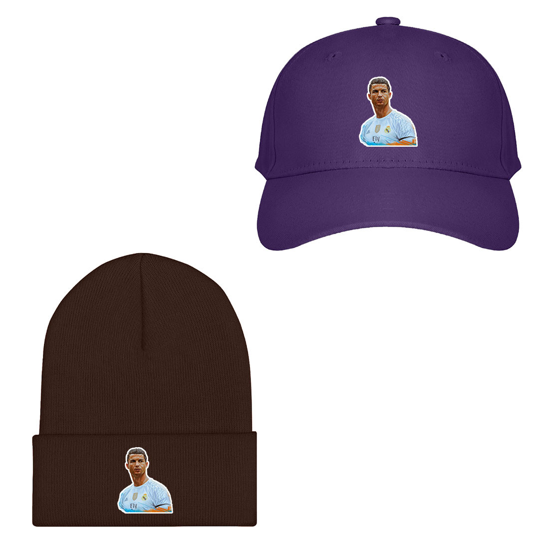 Cristiano Ronaldo Baseball Cap Beanie - Cristiano Ronaldo Real Madrid Paint Art Sticker