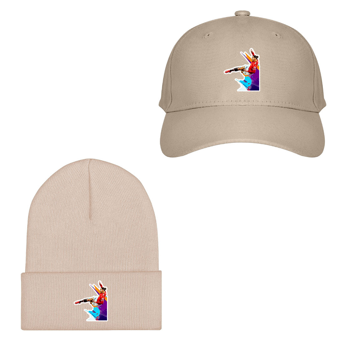 Zlatan Ibrahimovic Baseball Cap Beanie - Zlatan Ibrahimovic Manchester United Air Kick Sticker Art