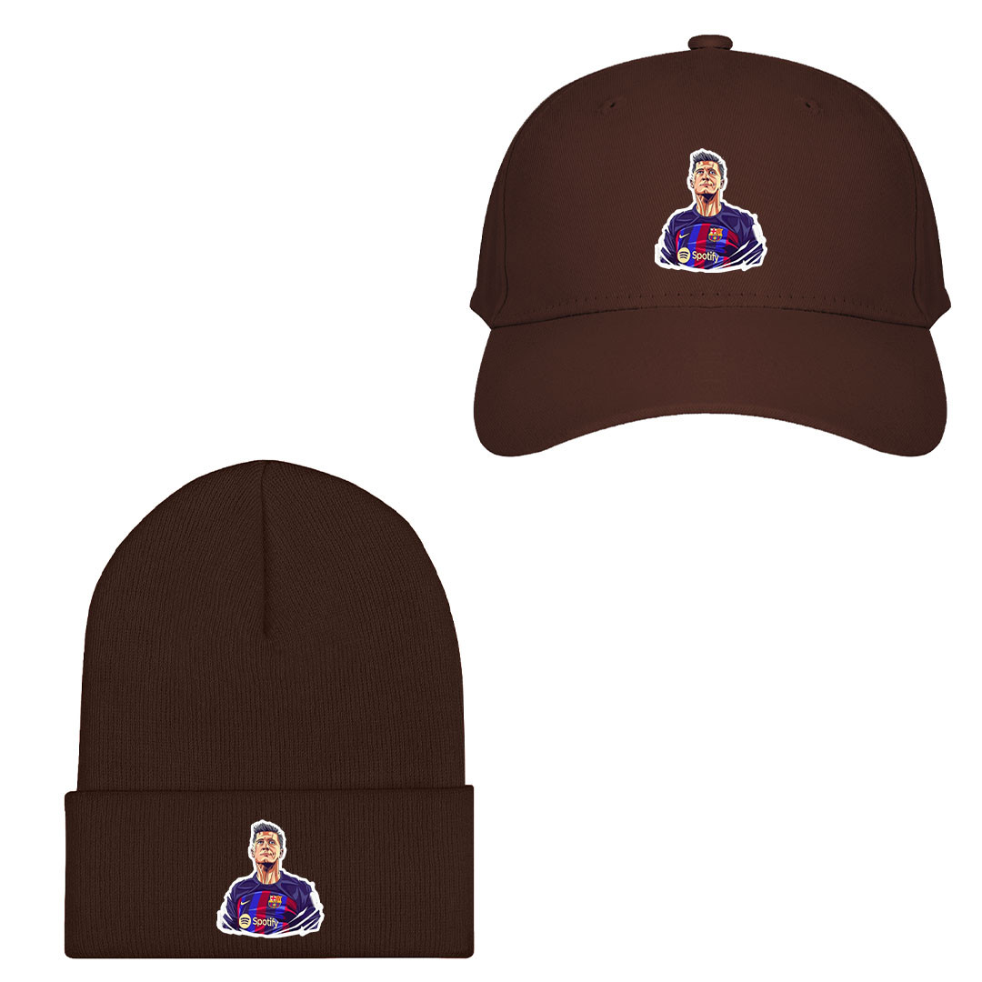 Robert Lewandowski Baseball Cap Beanie - Robert Lewandowski FC Barcelona Portrait Illustration Sticker Art