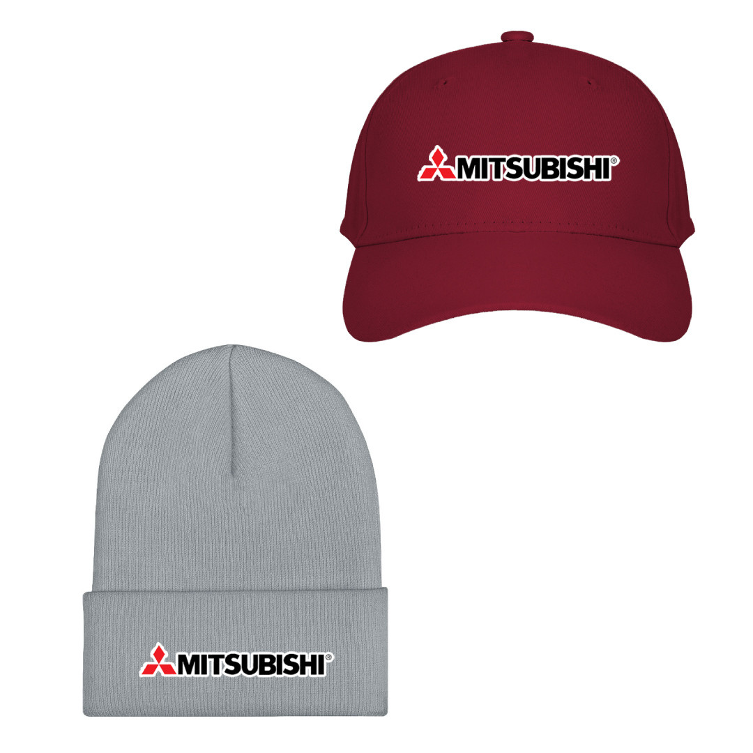 Mitsubishi Baseball Cap Beanie Hat - Mitsubishi Logo Sticker