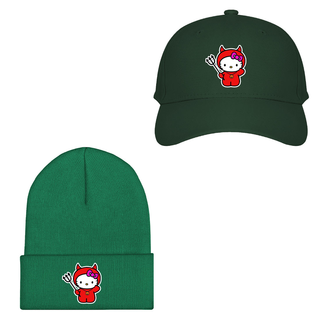 Sanrio Hello Kitty Evil Baseball Cap Beanie Hat - Sanrio Hello Kitty Evil Sticker