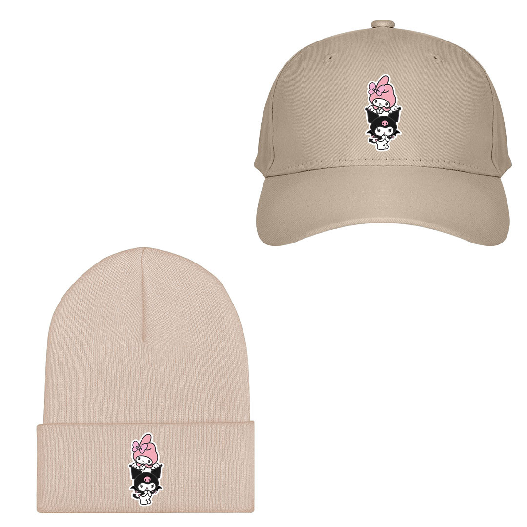 Sanrio Melody And Kuromi Baseball Cap Beanie Hat - Melody And Kuromi Cute Sticker