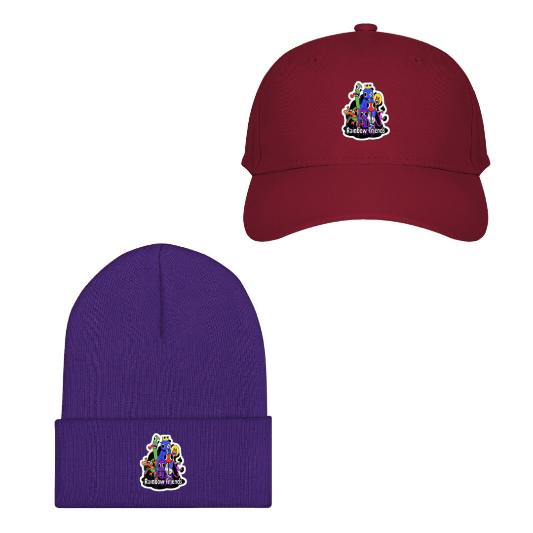 Roblox Rainbow Friends Baseball Cap Beanie Hat - Series Logo Sticker On Black Background