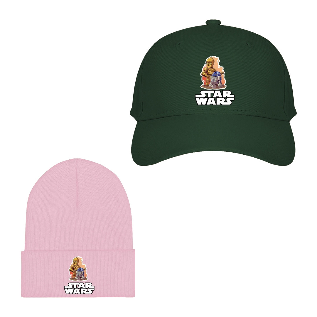 Star Wars Baseball Cap Beanie Hat - Star Wars C3P0 and R2D2 Chibi Illustration Art