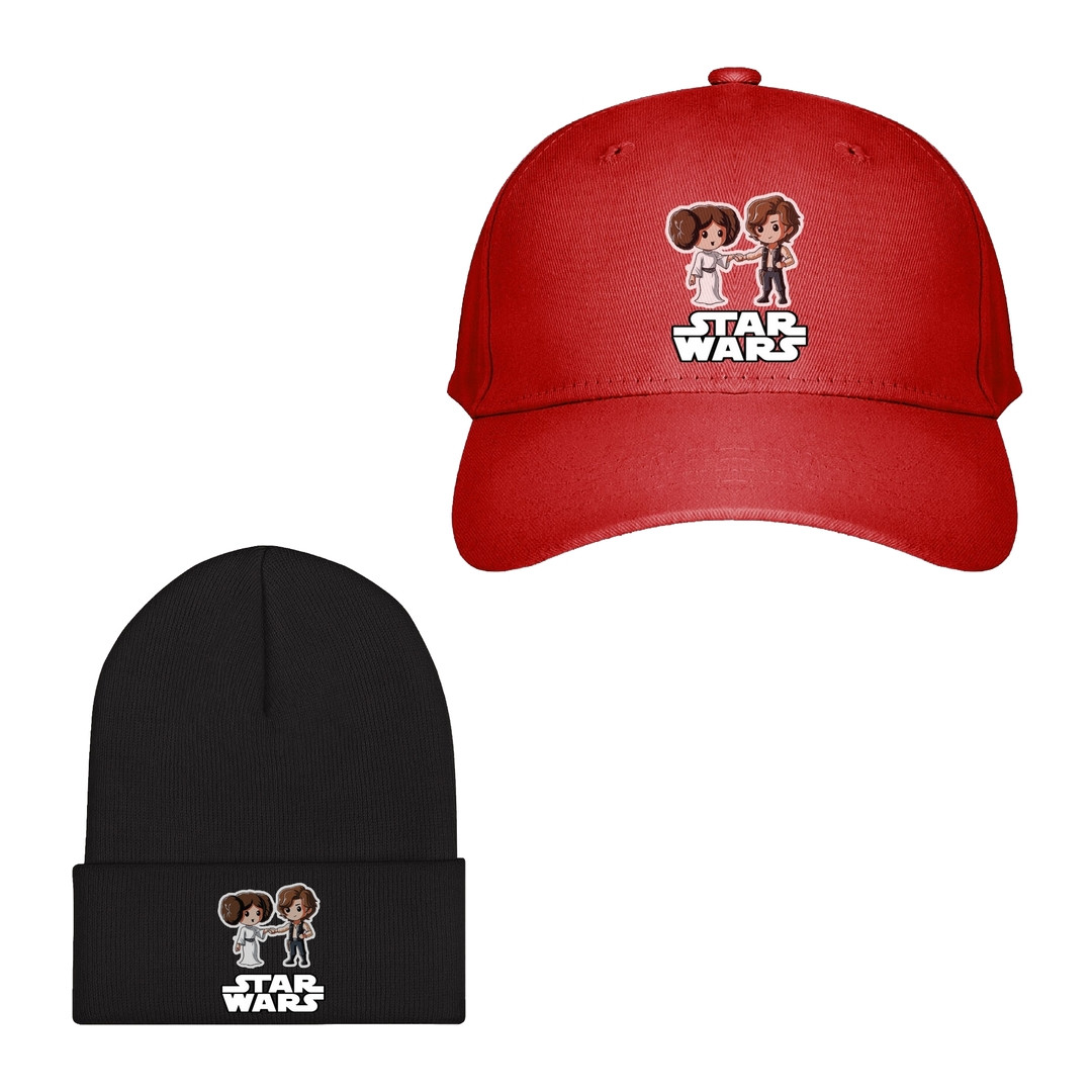 Star Wars Baseball Cap Beanie Hat - Star Wars Leia And Han Solo Chibi Art