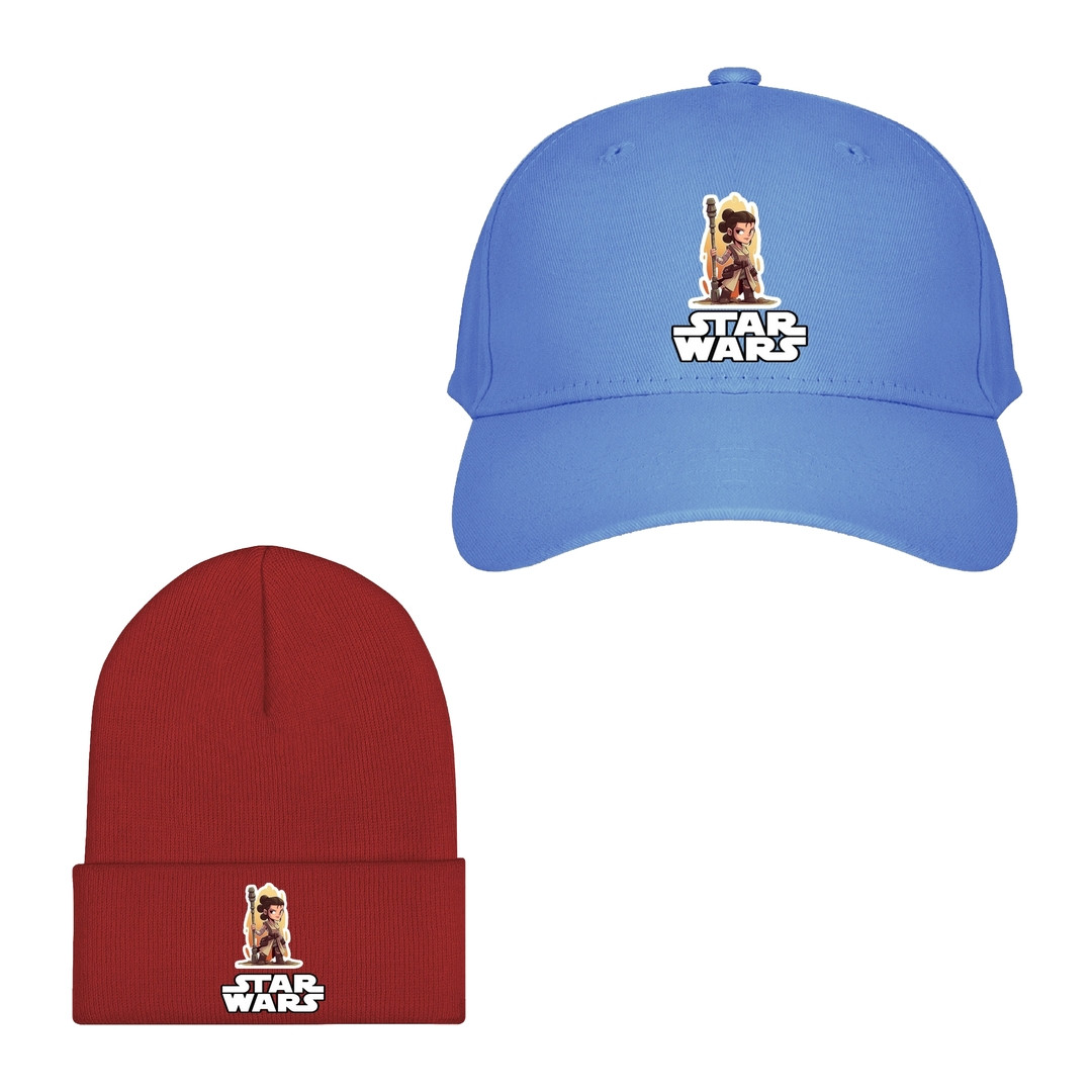 Star Wars Rey Baseball Cap Beanie Hat - Rey Holding Weapon Chibi Art