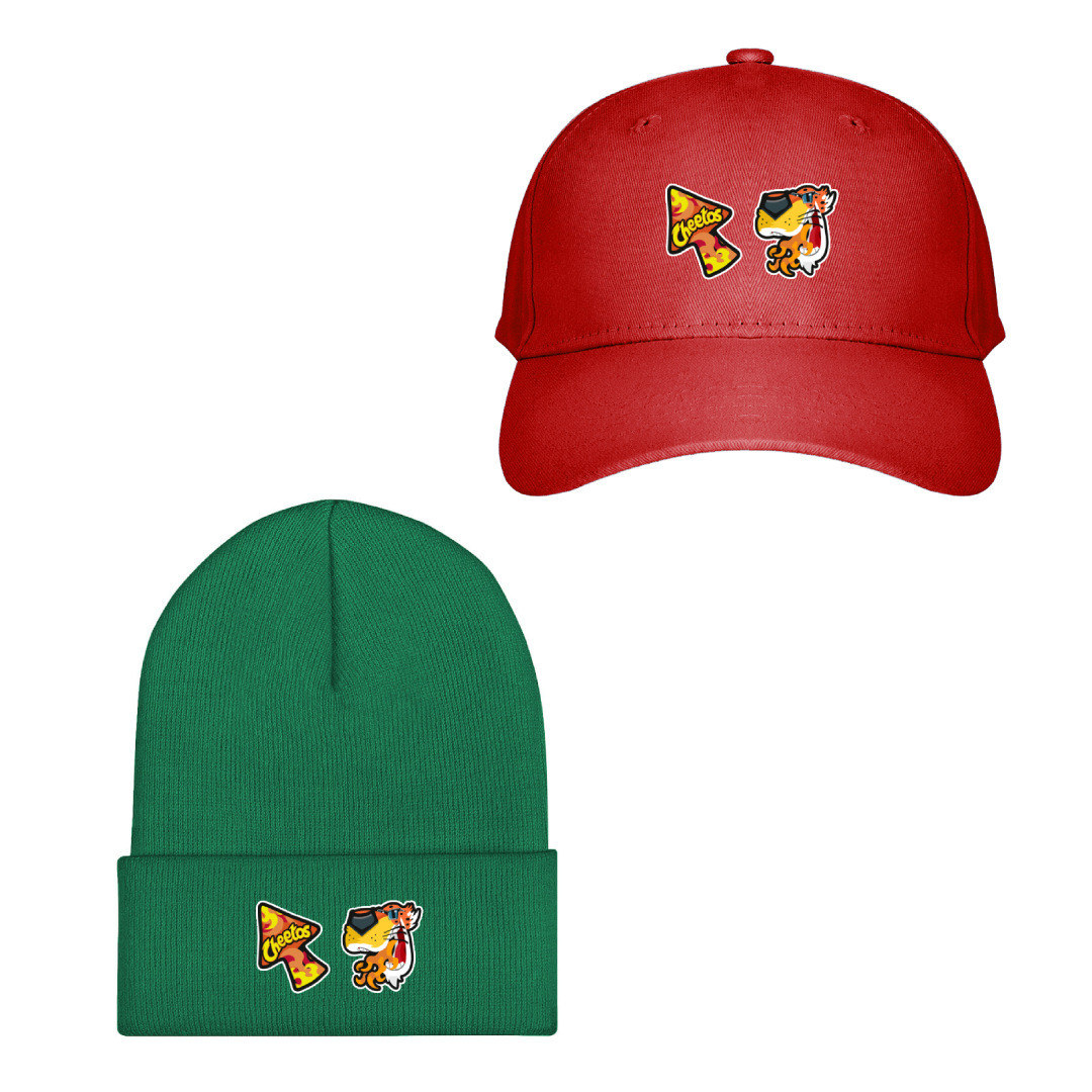 Cheetos Baseball Cap Beanie Hat - Cheetos Flamin Hot Logo Sticker