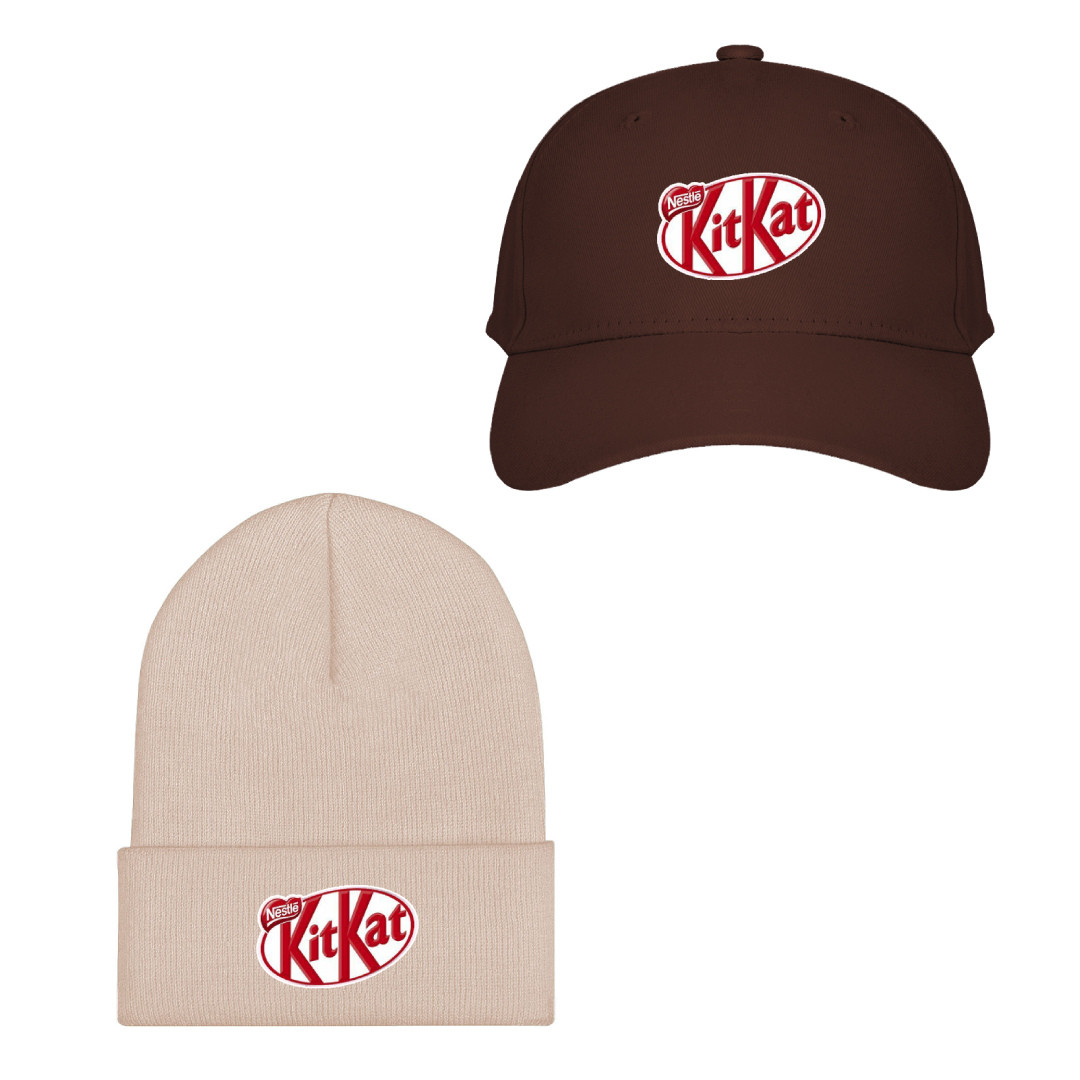 KitKat Baseball Cap Beanie Hat - KitKat Logo 2004-2017 Red Background