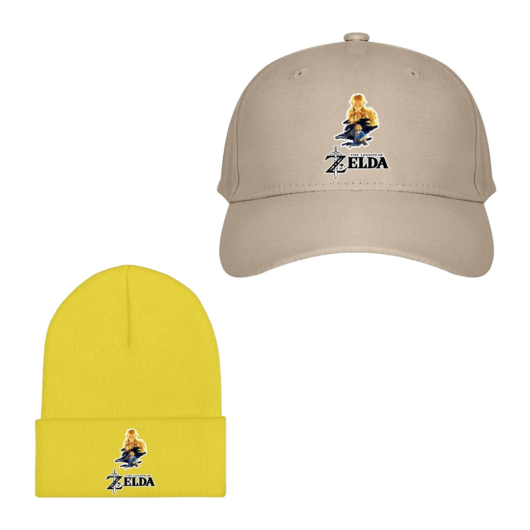 The Legend of Zelda Baseball Cap Beanie Hat - Link And Zelda Breath of The Wild Poster Art