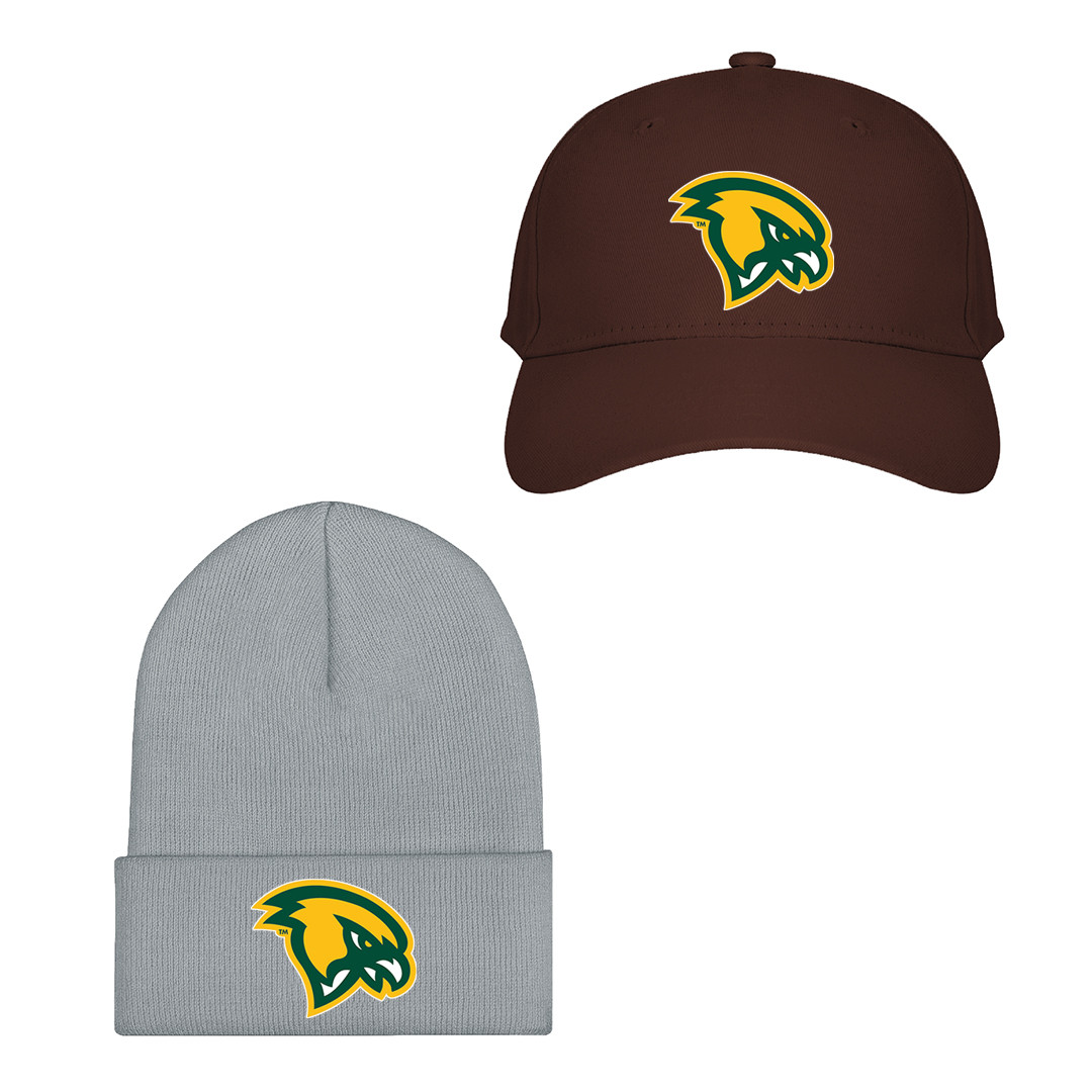 Shop the Fitchburg State University Falcons Baseball Cap Beanie Hat, showcasing single logo of Fitchburg State University Falcons College Football Team. Stay stylish while representing your team spirit.