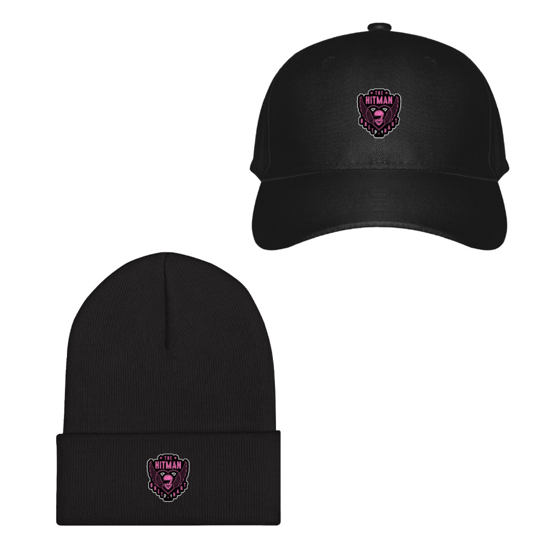 WWE Bret Hart Baseball Cap Beanie Hat - Bret Hart Hitman Logo Sticker Art