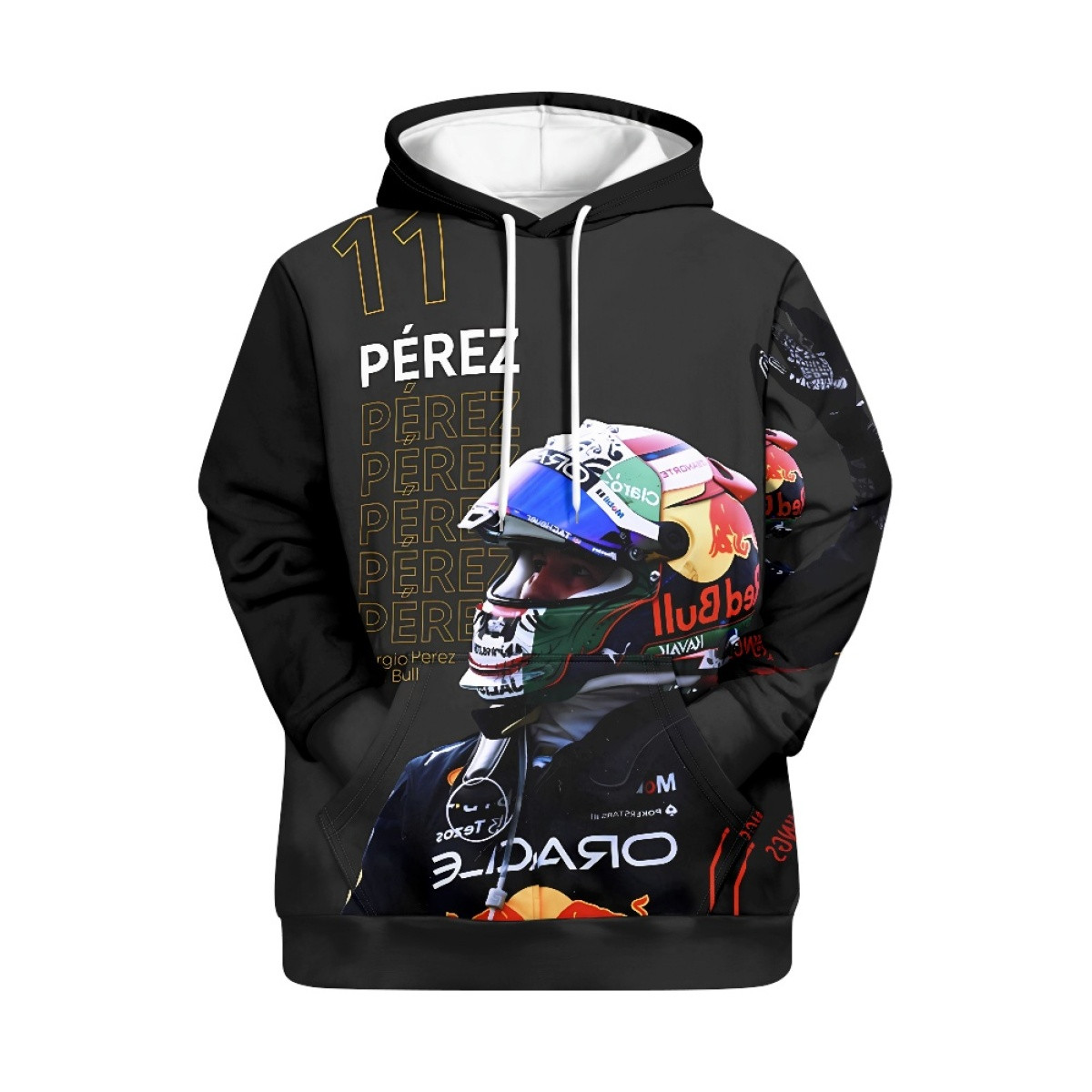 F1 Formula One Sergio Perez Hoodie Pullover - Sergio Perez 11 Side Portrait With Racing Suit