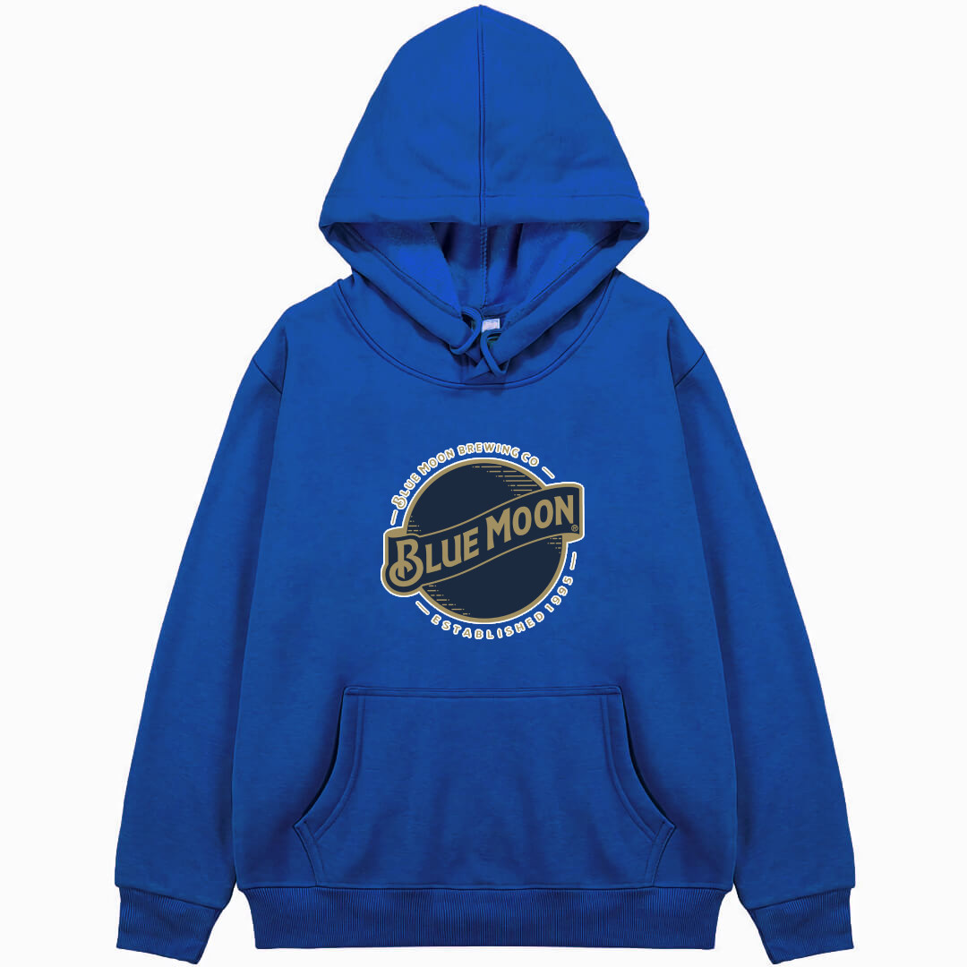 Blue Moon Hoodie Hooded Sweatshirt Sweater Jacket - Blue Moon Gold Logo On Black Background