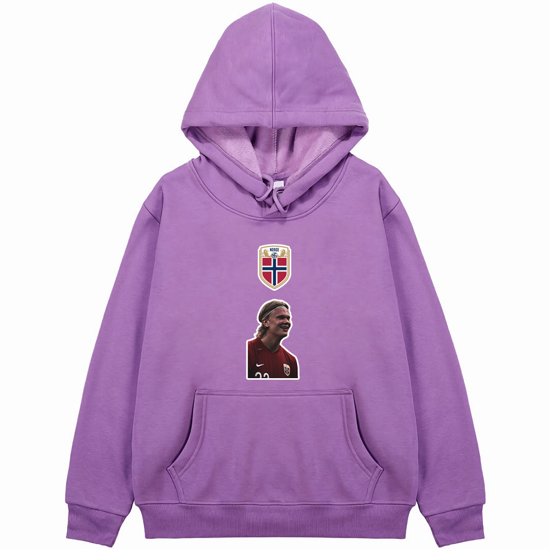 Erling Haaland Hoodie Hooded Sweatshirt Sweater Jacket - Erling Haaland Norway National Team Side Portrait Sticker Art