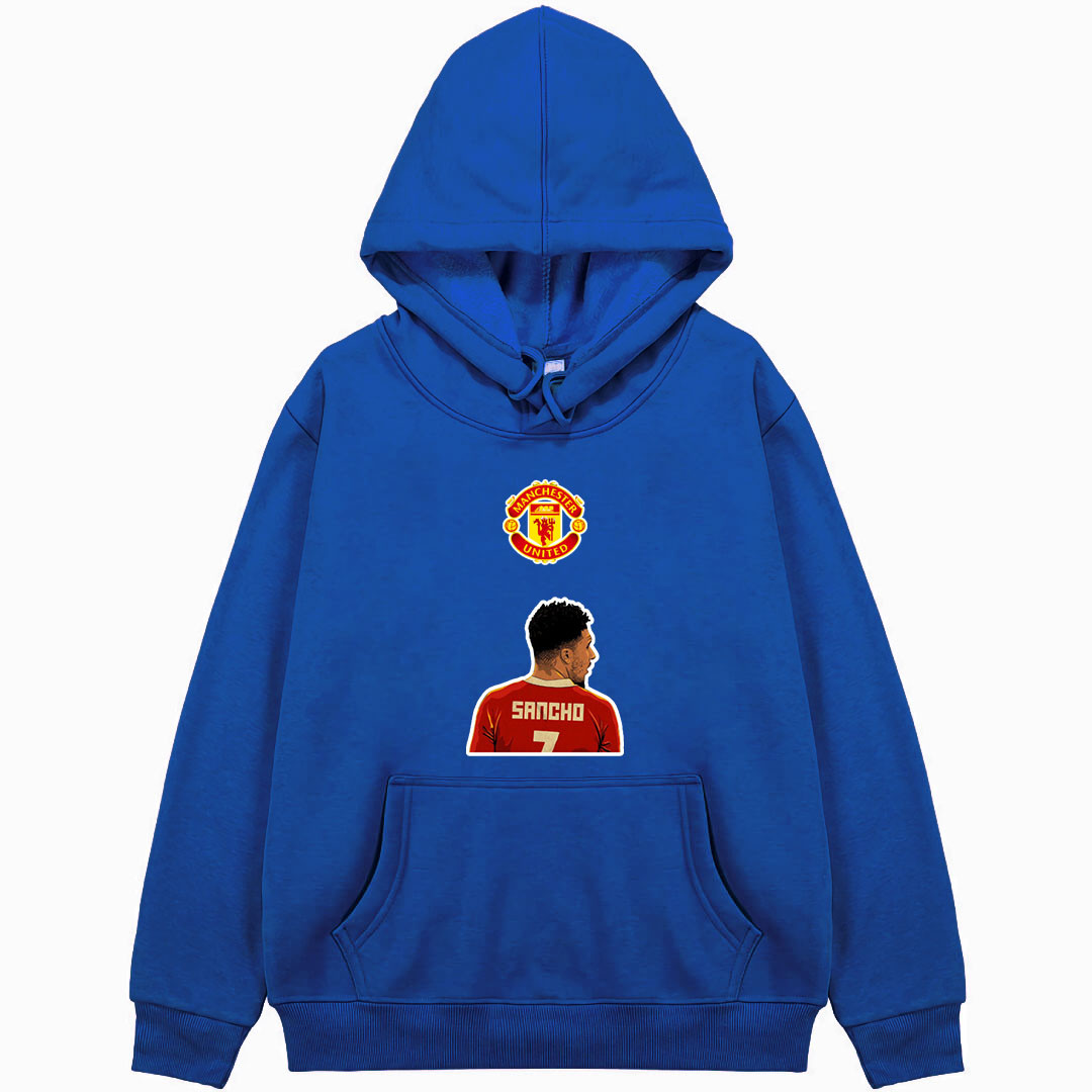 Jadon Sancho Hoodie Hooded Sweatshirt Sweater Jacket - Jadon Sancho Manchester United Back Illustration Sticker Art