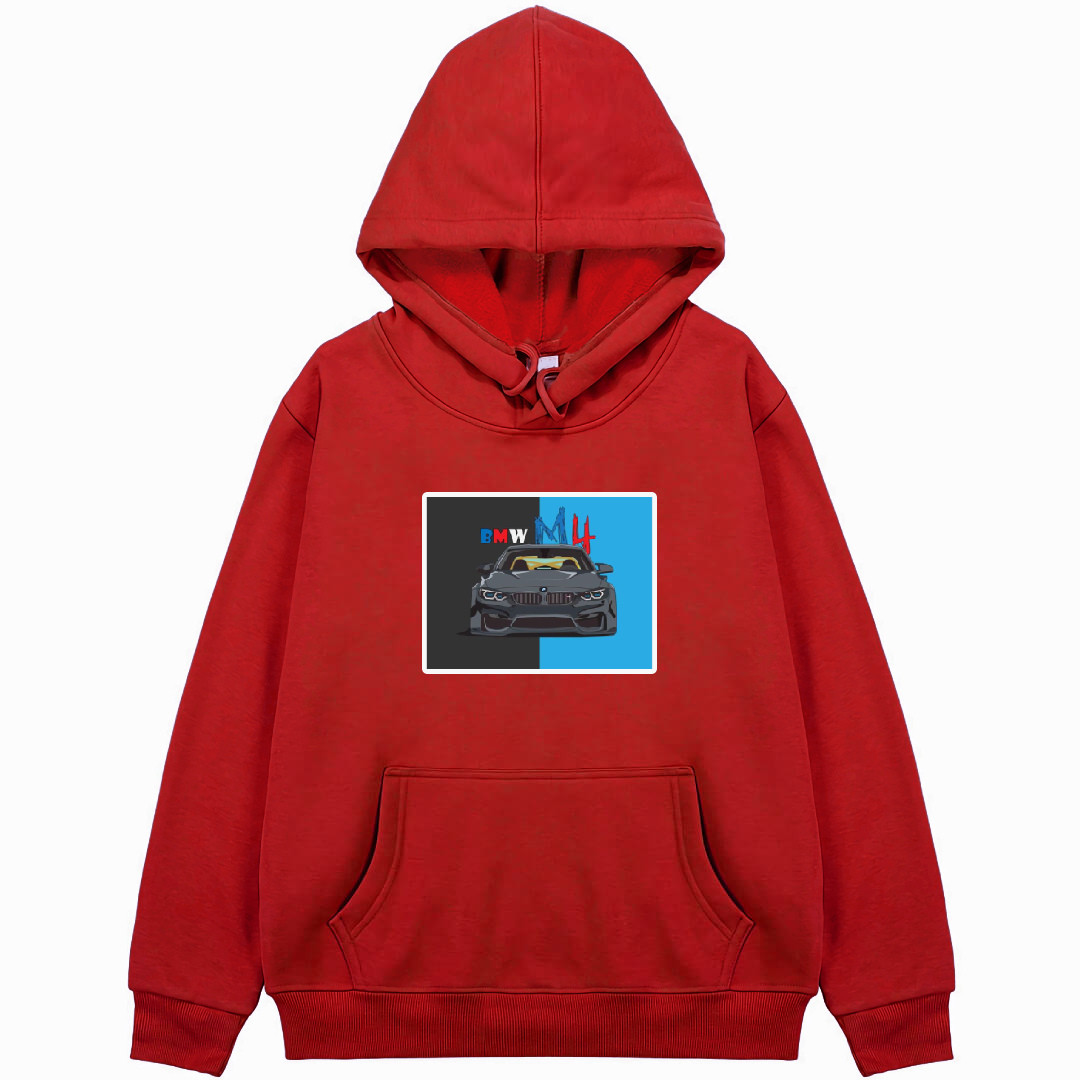 BMW Hoodie Hooded Sweatshirt Sweater Jacket - BMW M4 Illustration On Black Blue Background
