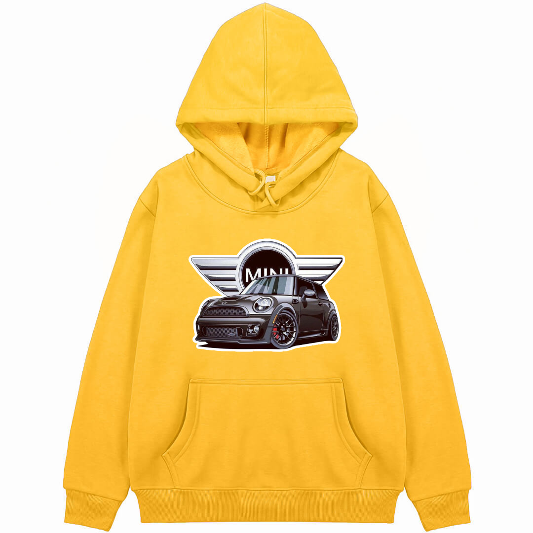 MINI Cooper Hoodie Hooded Sweatshirt Sweater Jacket - MINI Cooper Black Sticker On Logo Background