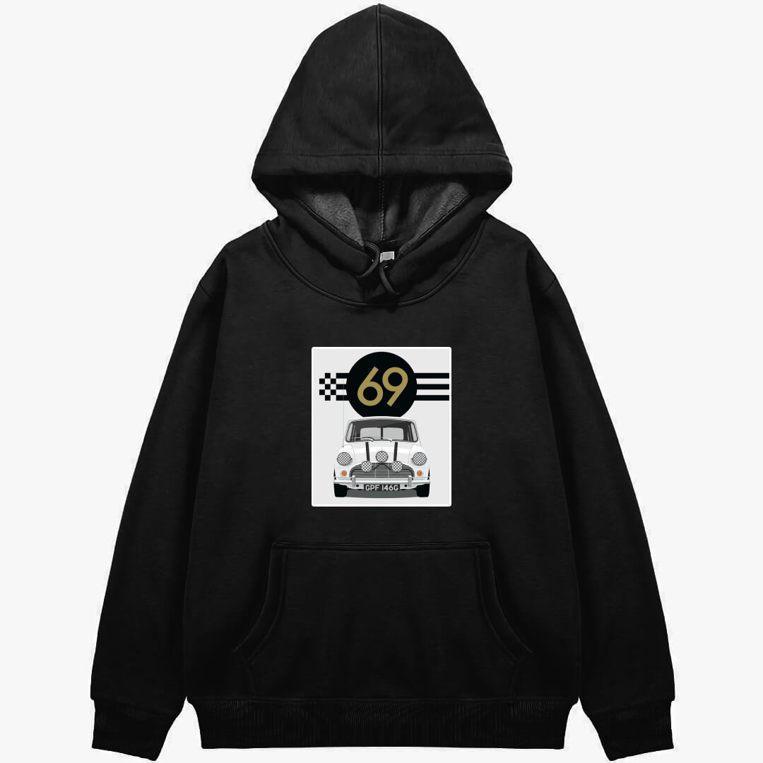 MINI Cooper Hoodie Hooded Sweatshirt Sweater Jacket - MINI Cooper S 1969 White Illustration Poster