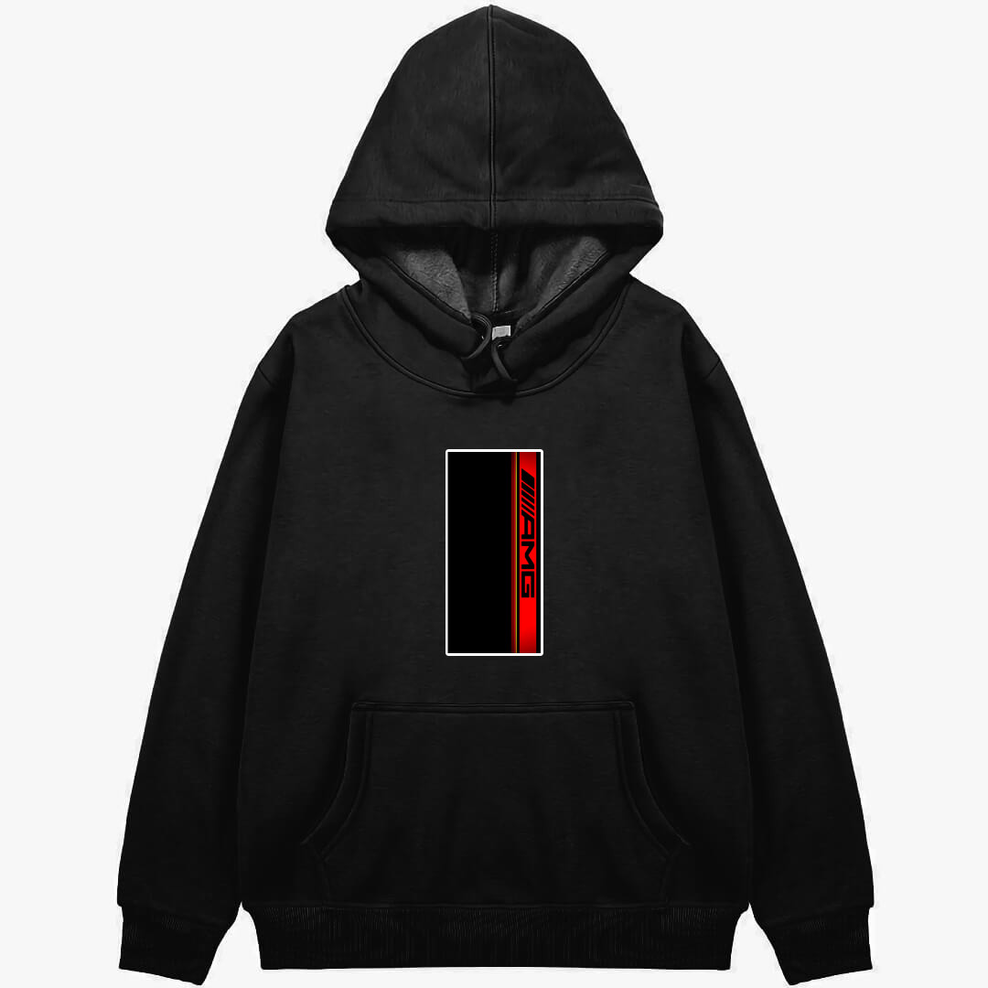 Mercedes-Benz Hoodie Hooded Sweatshirt Sweater Jacket - Mercedes-Benz AMG Red Branding On Black Background