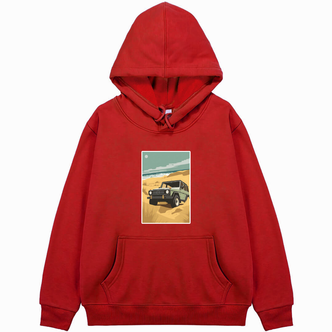Mercedes-Benz Hoodie Hooded Sweatshirt Sweater Jacket - Mercedes-Benz G Wagon On Beach Illustration