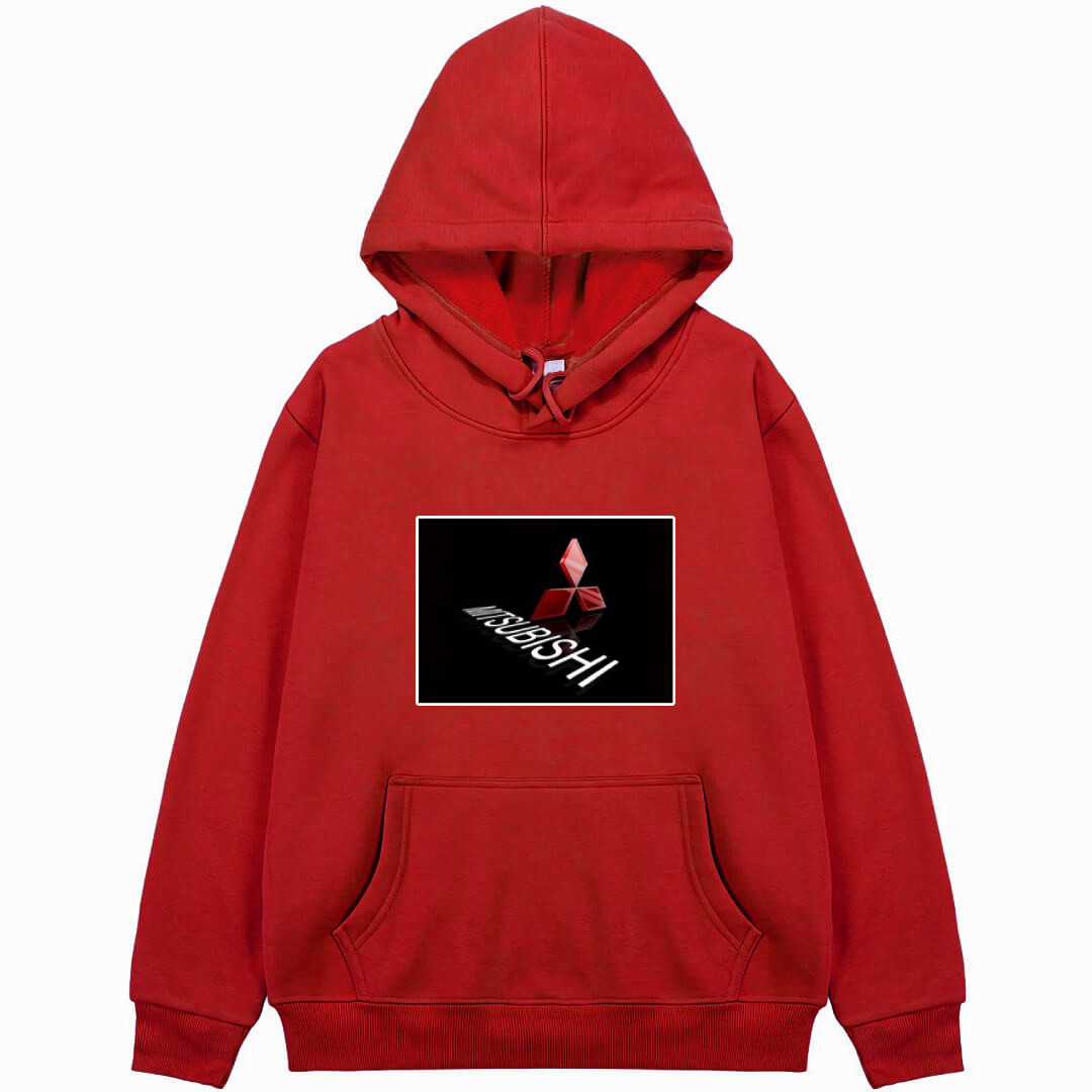 Mitsubishi Hoodie Hooded Sweatshirt Sweater Jacket - Mitsubishi Logo On Black Background