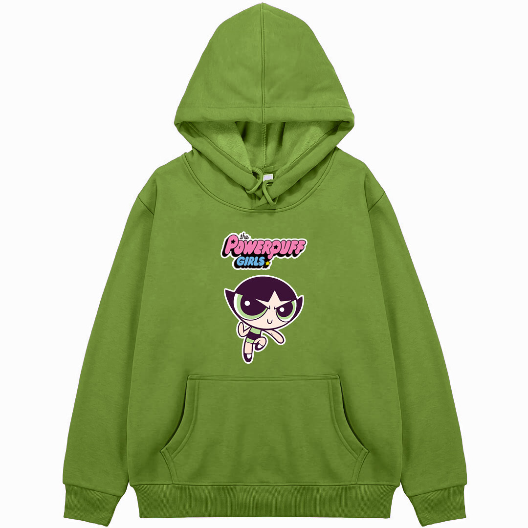 Powerpuff Girls Buttercup Hoodie Hooded Sweatshirt Sweater Jacket - Buttercup Angry Look Character Art