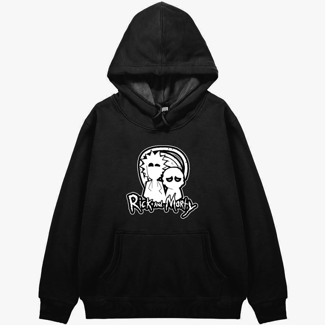 Rick And Morty Hoodie Hooded Sweatshirt Sweater Jacket - Rick And Morty Black And White Art