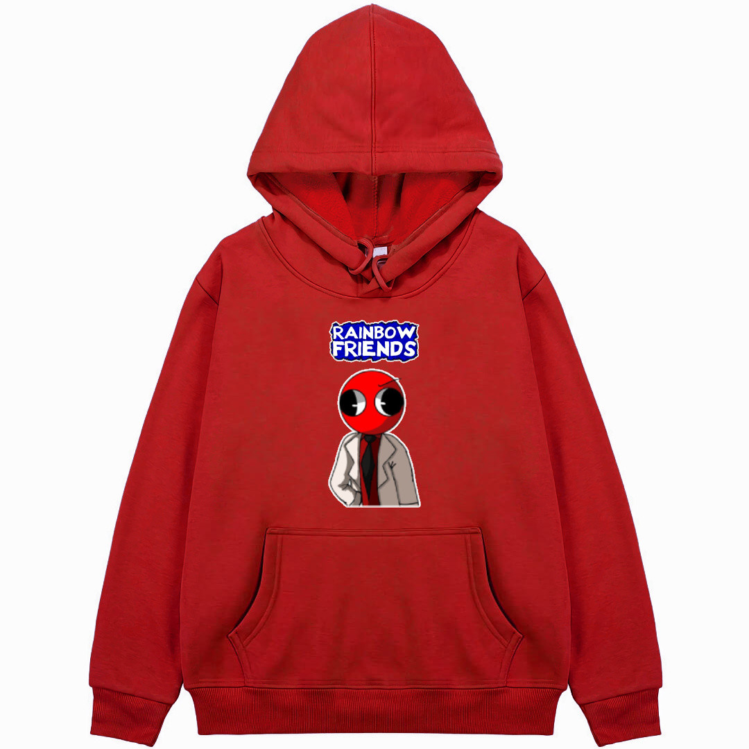 Roblox Rainbow Friends Red Hoodie Hooded Sweatshirt Sweater Jacket - Red Portrait Cartoon Art