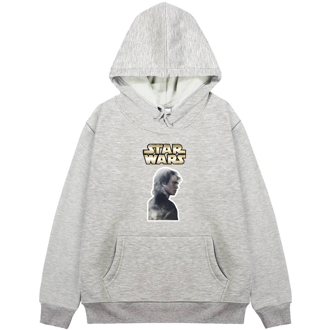 Star Wars Anakin Skywalker Hoodie Hooded Sweatshirt Sweater Jacket - Anakin Skywalker Side Portrait Grayscale