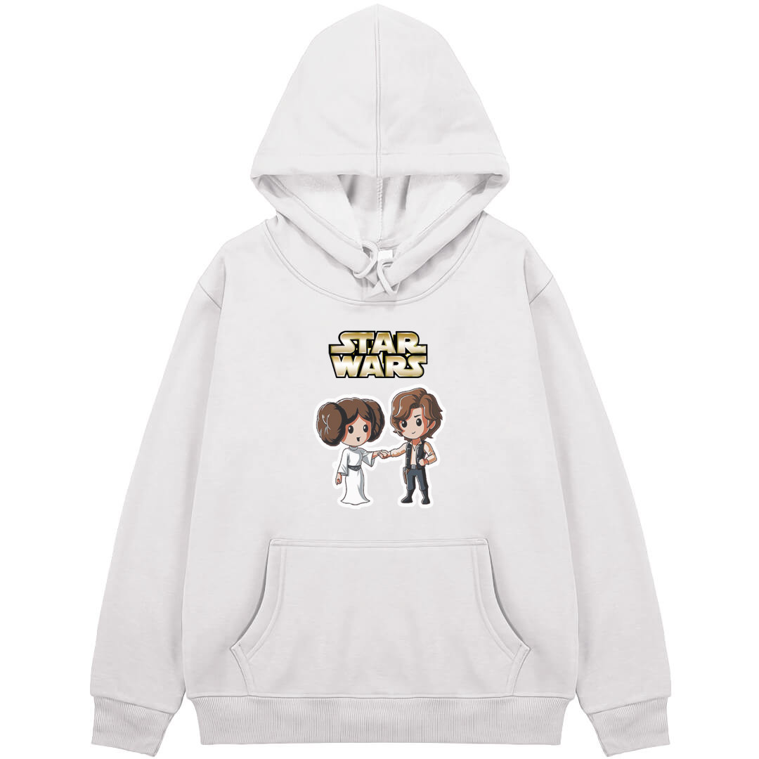Star Wars Hoodie Hooded Sweatshirt Sweater Jacket - Star Wars Leia And Han Solo Chibi Art