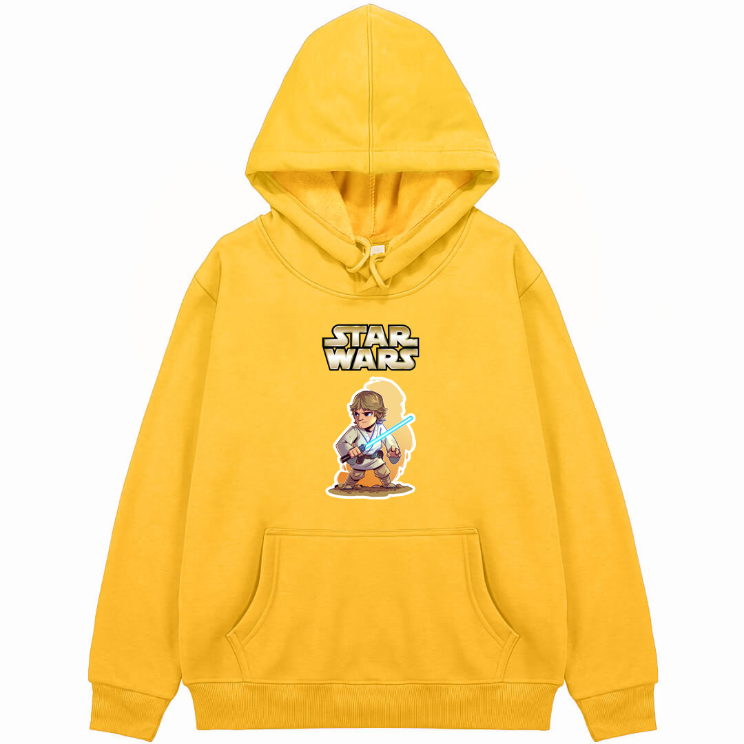 Star Wars Luke Skywalker Hoodie Hooded Sweatshirt Sweater Jacket - Luke Skywalker Standing Chibi Illustration