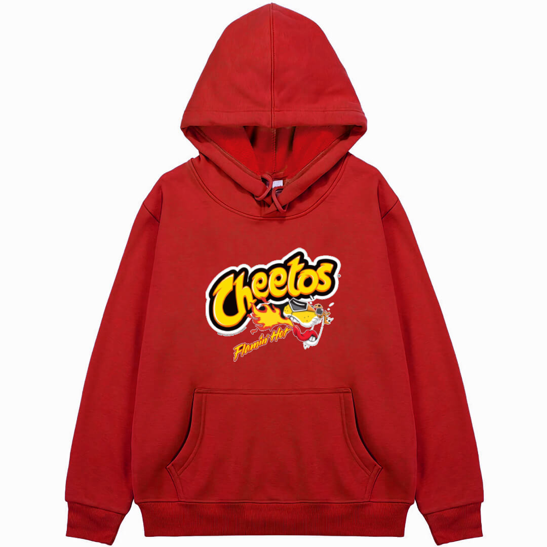 Cheetos Hoodie Hooded Sweatshirt Sweater Jacket - Cheetos Flamin Hot Logo On Black Background