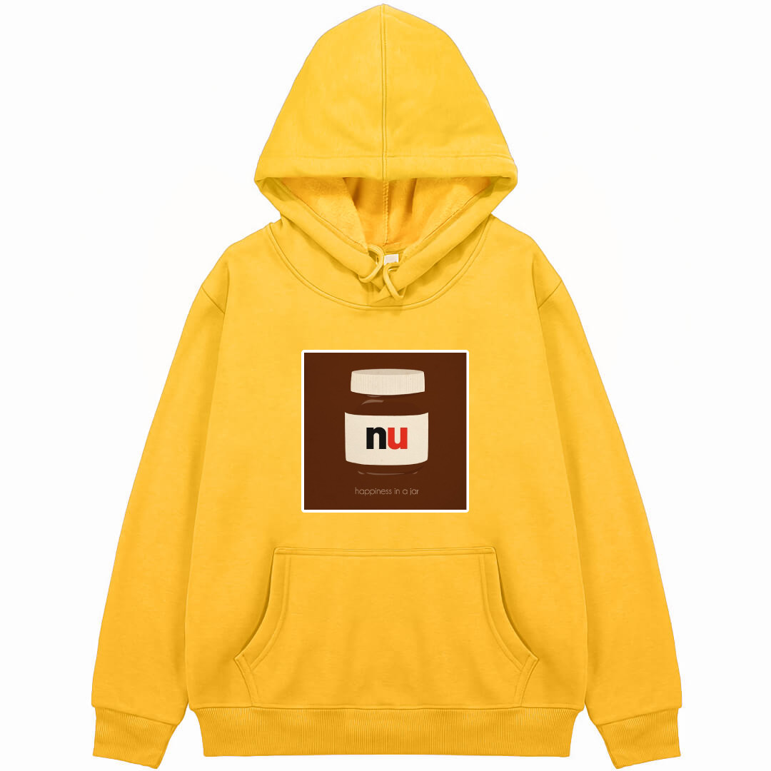 Nutella Hoodie Hooded Sweatshirt Sweater Jacket - Nutella Jar Illustration on Brown Background