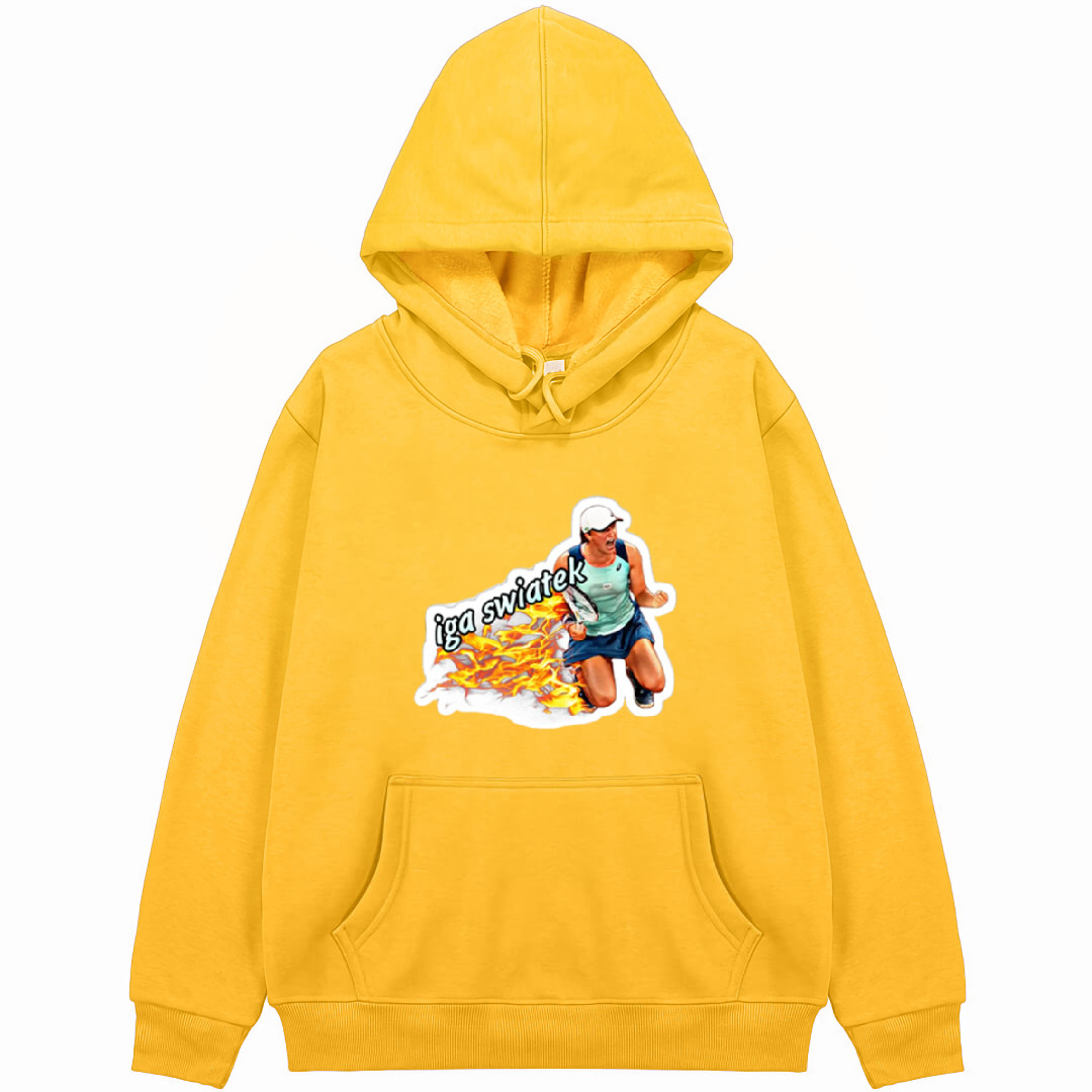 Iga Swiatek Hoodie Hooded Sweatshirt Sweater Jacket - Iga Swiatek Celebrating Win On Fire Background Sticker Art
