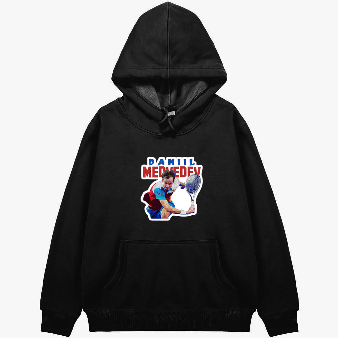 Daniil Medvedev Hoodie Hooded Sweatshirt Sweater Jacket - Daniil Medvedev Playing Tennis Sticker Art