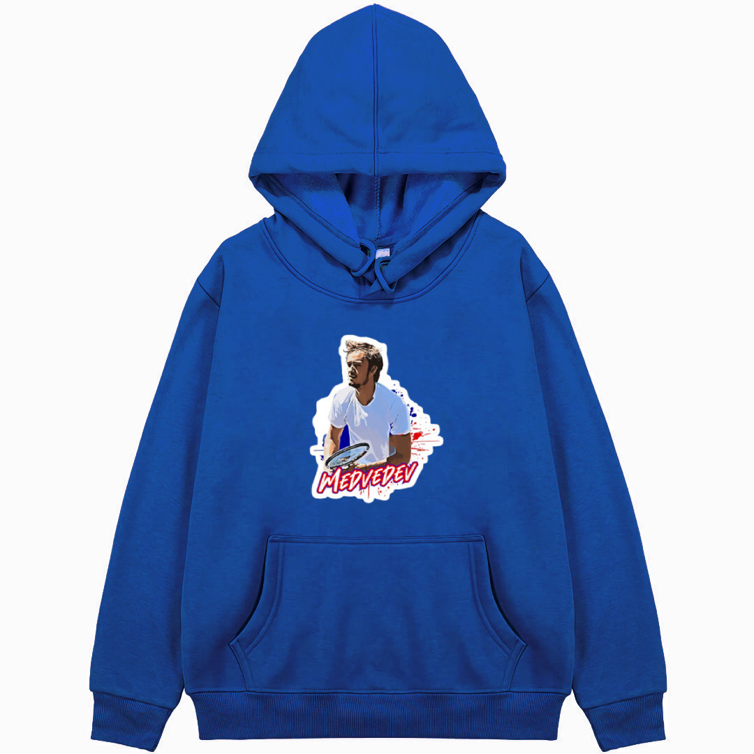 Daniil Medvedev Hoodie Hooded Sweatshirt Sweater Jacket - Daniil Medvedev Playing Tennis Watercolor Style