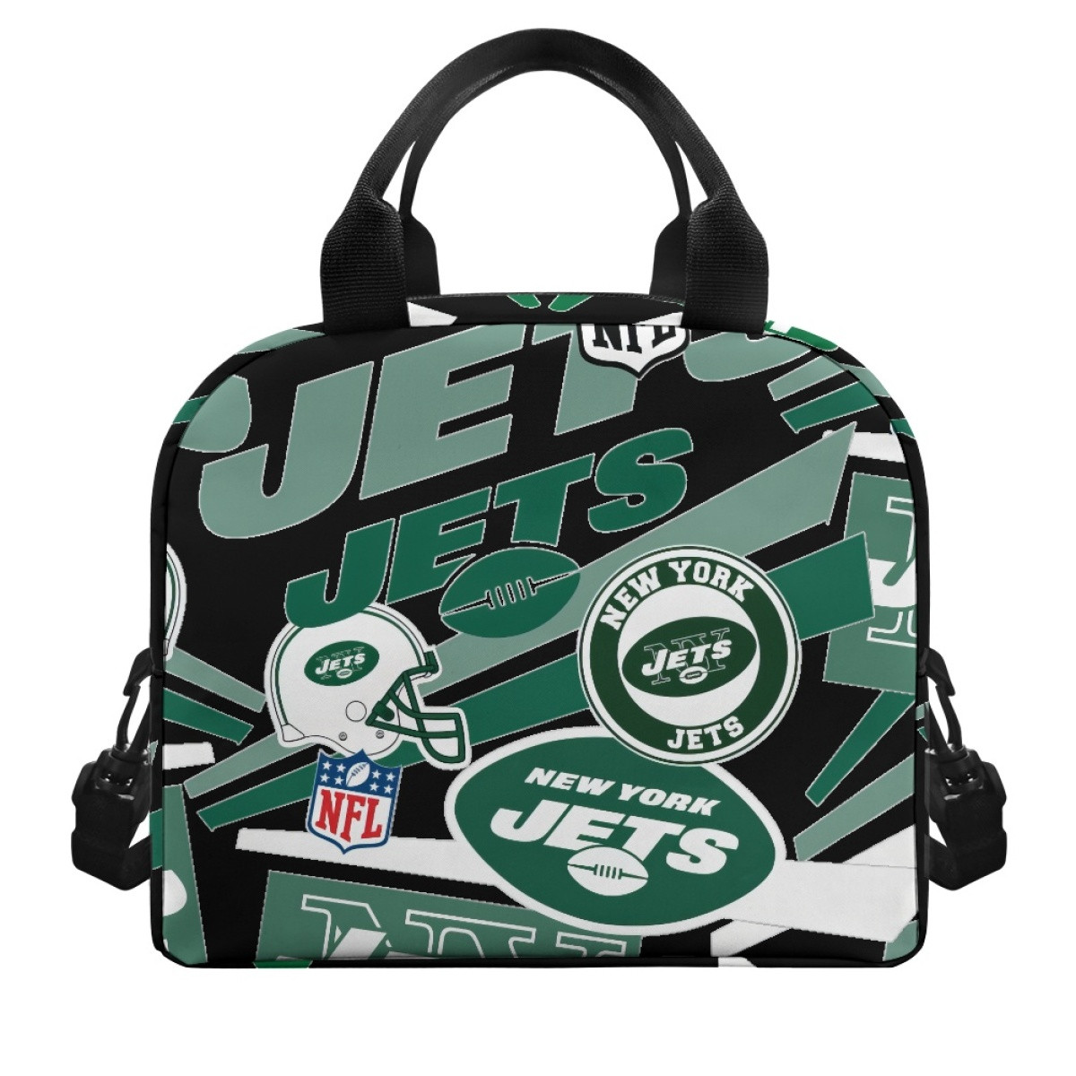 NFL New York Jets Insulated Lunch Bag Box - New York Jets Mania Collage Logo