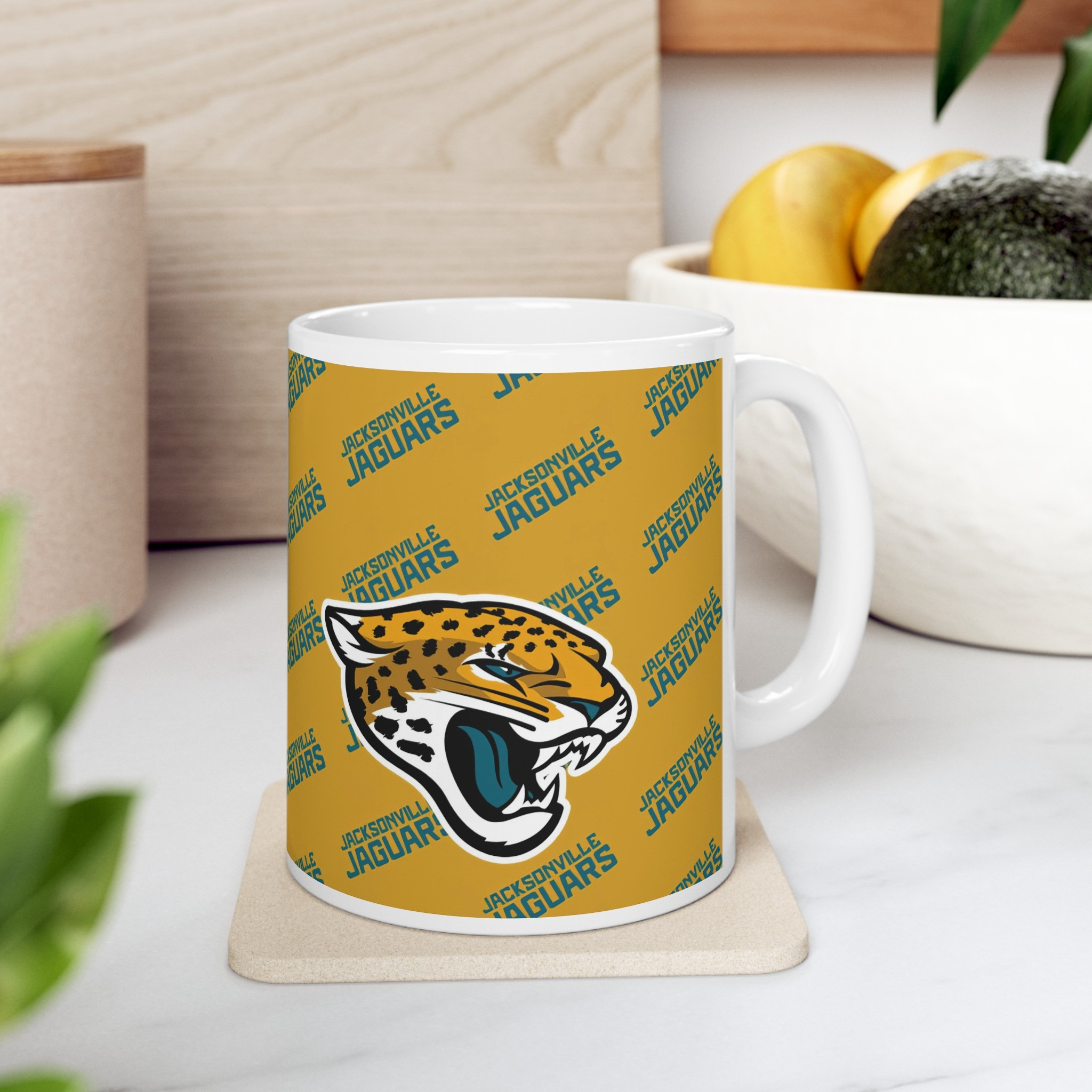 NFL Jacksonville Jaguars Mug Cup - Jacksonville Jaguars Medley Monogram Wordmark
